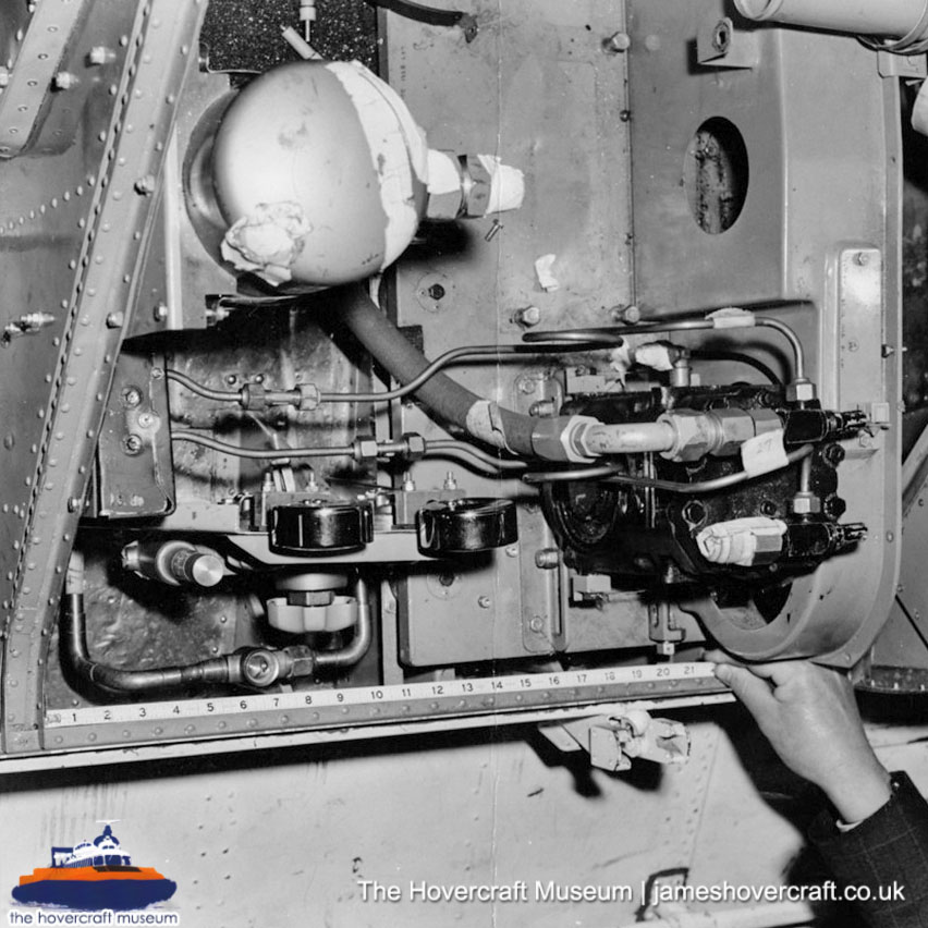 SRN6 close-up details - High-pressure hoses (credit: The Hovercraft Museum Trust).